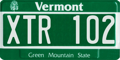 VT license plate XTR102