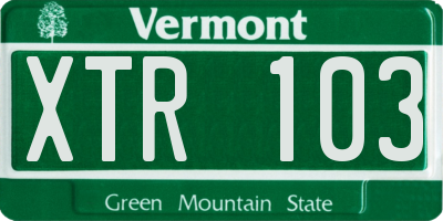 VT license plate XTR103