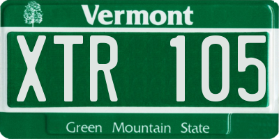 VT license plate XTR105