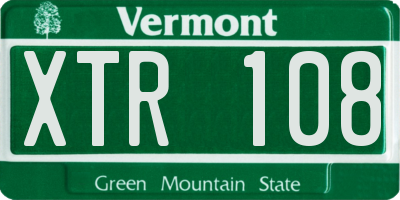 VT license plate XTR108
