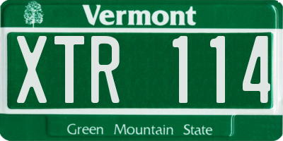 VT license plate XTR114