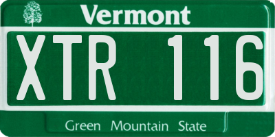 VT license plate XTR116