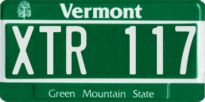 VT license plate XTR117