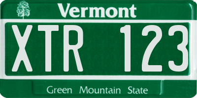 VT license plate XTR123