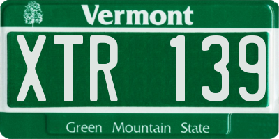VT license plate XTR139