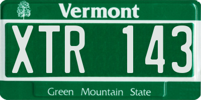 VT license plate XTR143