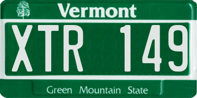 VT license plate XTR149