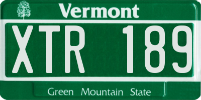 VT license plate XTR189
