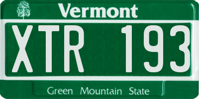 VT license plate XTR193