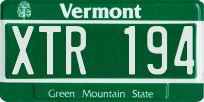 VT license plate XTR194