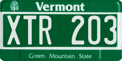 VT license plate XTR203