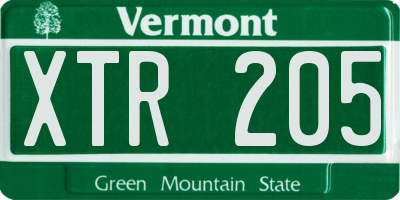 VT license plate XTR205