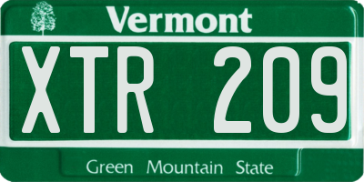 VT license plate XTR209