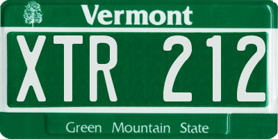 VT license plate XTR212