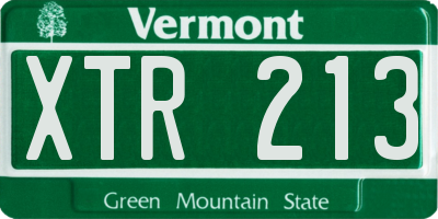 VT license plate XTR213