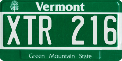 VT license plate XTR216