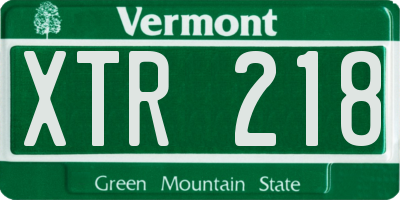VT license plate XTR218