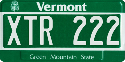 VT license plate XTR222