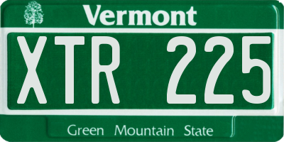VT license plate XTR225