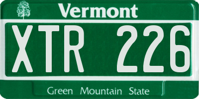 VT license plate XTR226