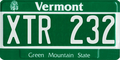 VT license plate XTR232