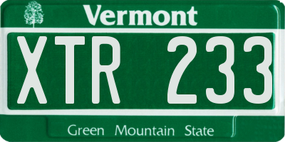 VT license plate XTR233