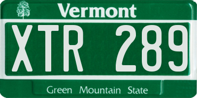 VT license plate XTR289