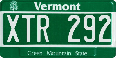 VT license plate XTR292