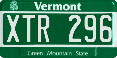 VT license plate XTR296