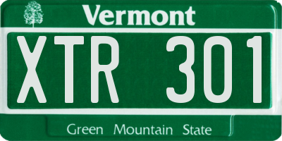VT license plate XTR301