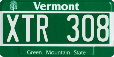 VT license plate XTR308