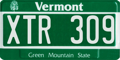 VT license plate XTR309