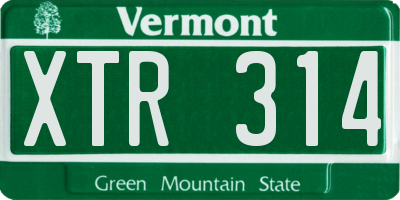 VT license plate XTR314