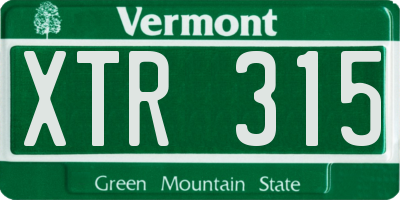 VT license plate XTR315