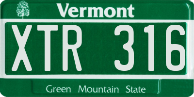 VT license plate XTR316