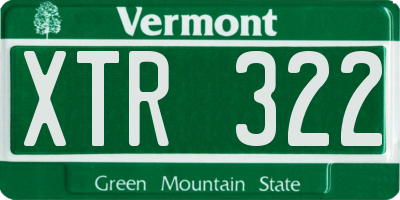 VT license plate XTR322