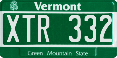 VT license plate XTR332