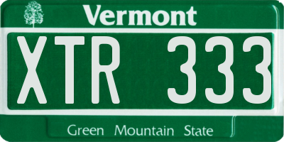 VT license plate XTR333
