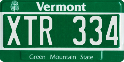 VT license plate XTR334