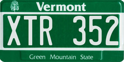 VT license plate XTR352