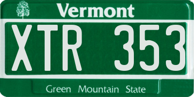 VT license plate XTR353