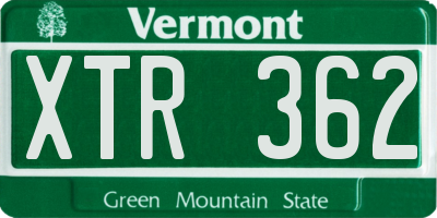 VT license plate XTR362