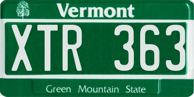VT license plate XTR363