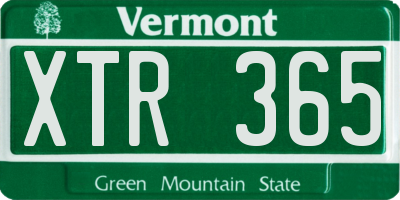 VT license plate XTR365