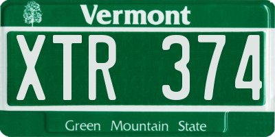 VT license plate XTR374