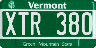 VT license plate XTR380