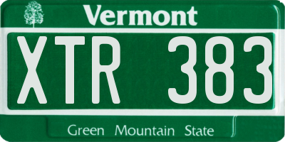 VT license plate XTR383