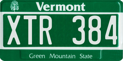 VT license plate XTR384