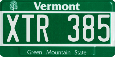 VT license plate XTR385