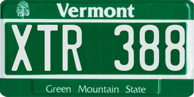 VT license plate XTR388
